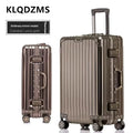 KLQDZMS German All Aluminum Magnesium Alloy Luggage 20 Inch Boarding Suitcase 28 Large Capacity Travel Business Leather Suitcase