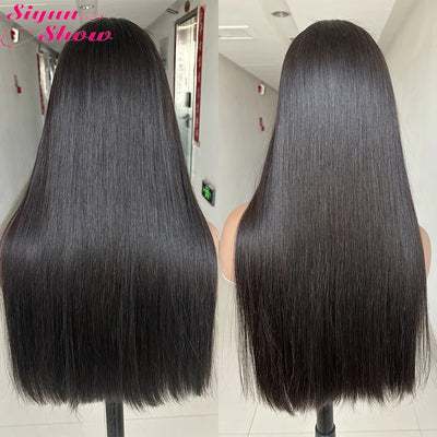 Raw Vietnamese Human Hair Wigs 15A Super Double Drawn Bone Straight Bob Wigs HD Transparent Full Lace Frontal Wig Bleached Knots