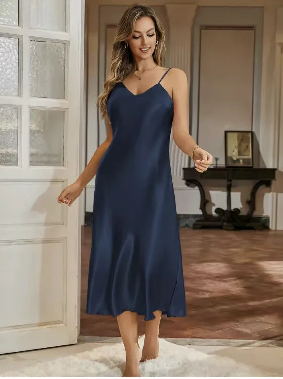 Sexy Nightie Woman Suspender Nightdress Backless Camisolas Night Dress Lingerie Nightgown Sleep Tops Pajamas Satin Woman
