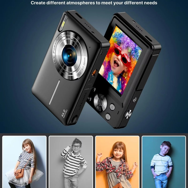 Digital Camera FHD 1080P Digital Camera for Kids Video Camera with 32GB Card 16X Digital Zoom Compact Point and Shoot Camera