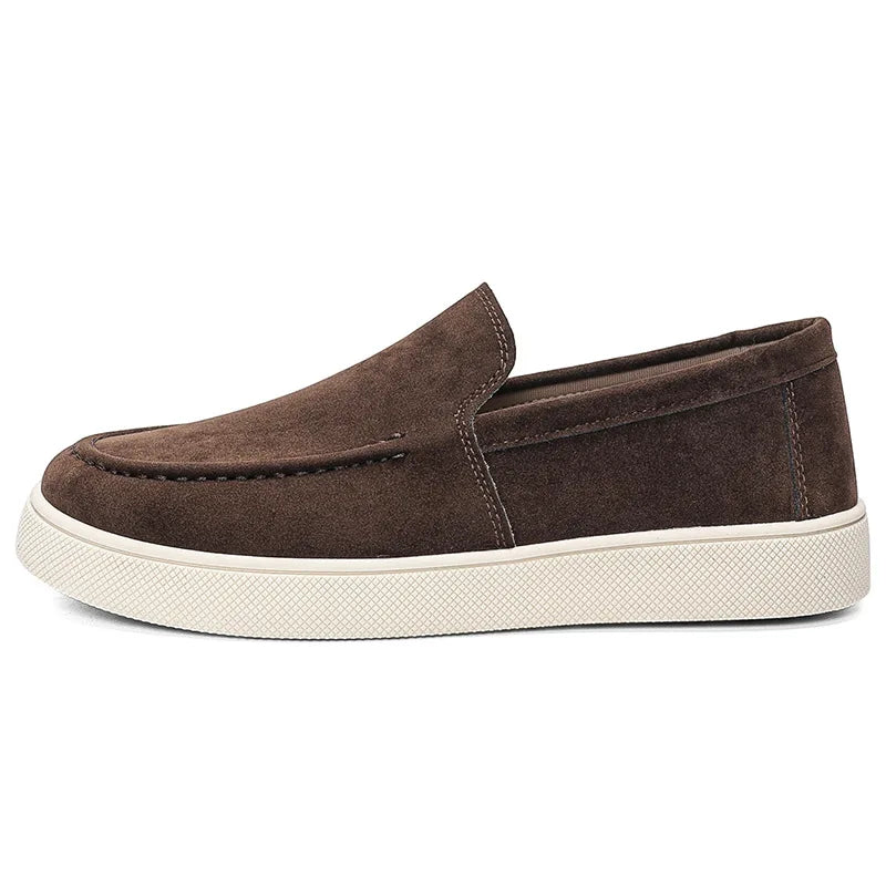 Men's Suede Slip-On Loafers Casual Fashion Bean Shoes Comfortable Breathable Flat Heel round Toe PVC Outsole Leisure Style