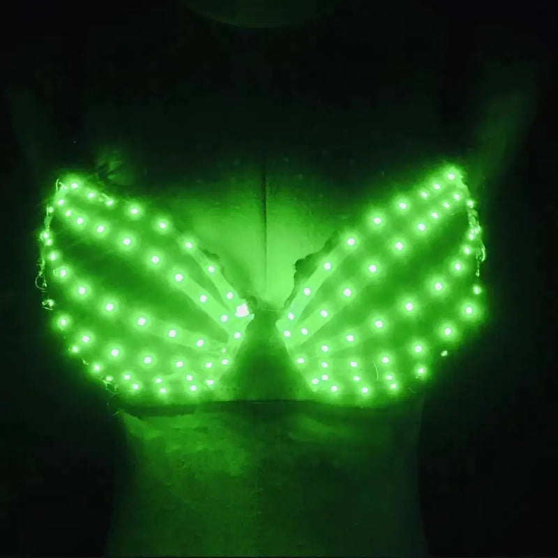LED Glowing Bra Top Christmas Party Club Wear Rave Dance Costume Electronic Light Up Festival Outfit Tech Futuristic Bar Show
