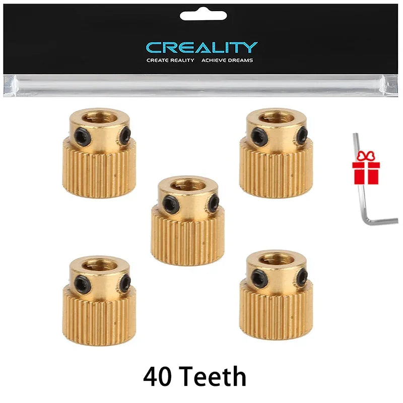 Creality 5PCS Brass Extruder Wheel 26/40 Teeth Drive Gear for CR-10.CR-10S,S4,S5,Ender 3,Ender3 Pro,Ender3 V2 3D Printer Parts