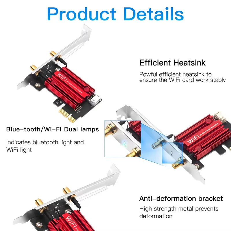 KEBIDUMEI WiFi 5 PCI - E Wireless Adapter Network Card AC1200 Dual Band 2.4G/5GHz 802.11AC For Bluetooth - Visuel 3 | SAMAG