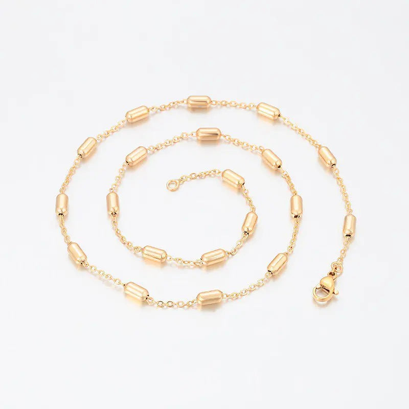 XP Jewelry -- 45 cm x 3 mm 18 k Gold Plated Beads Chains Necklaces for Women Men Matching Pendants