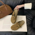 New Classic Women's Leopard Closed Toe Cork Flats Slippers Ladies Leopard Cork Slippers Camo Mule Clogs Shoes  Zapatos De Mujer