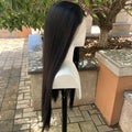 #1B Jet Black Synthetic Hair Full Lace Wigs for Black Women Heat Resistant 26 Inch Long Straight Full Hand Tied Free Part 150%
