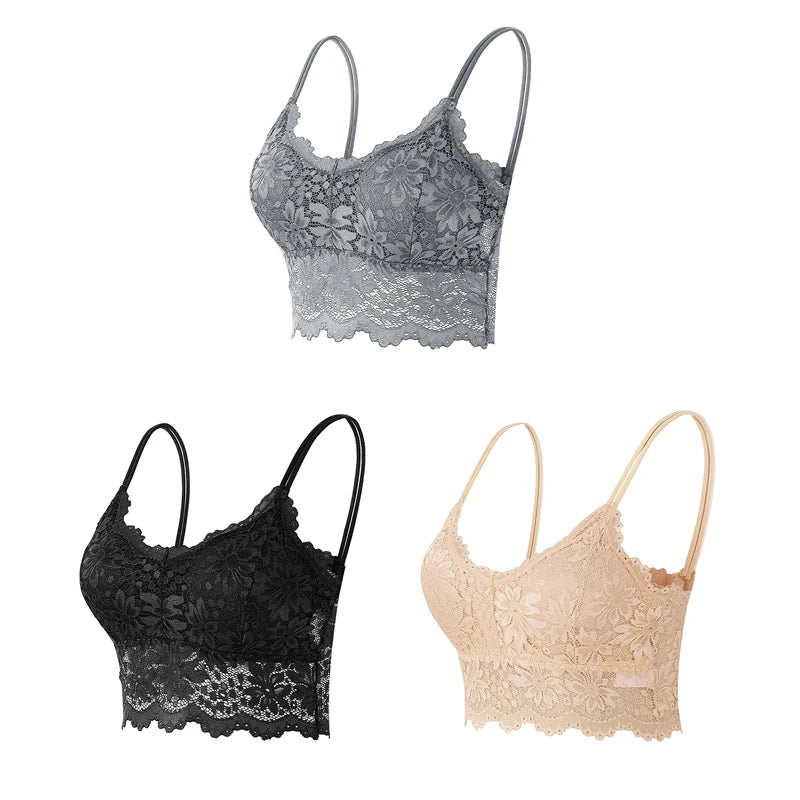 Women's Lace Bras Top Comfortable Bralette Solid Color - Visuel 21 | SAMAG