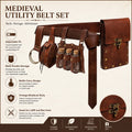 5Pcs/Set Medieval Leather Belt Waist Bag Renaissance Steampunk Vintage Waist Pack Cosplay Halloween Costume Accessories Set ﻿