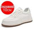 Men's Invisible Height Increasing Elevator Shoes Lace-up Sporty White Sneakers 8/10cm Taller Size Plus Invisible Elevate Shoes