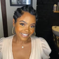 13x4 Transparent Lace Front Short Pixie Cut Wig Finger Waves Brazilian Human Hair Wigs with Pre Plucked Bangs Glueless for Women