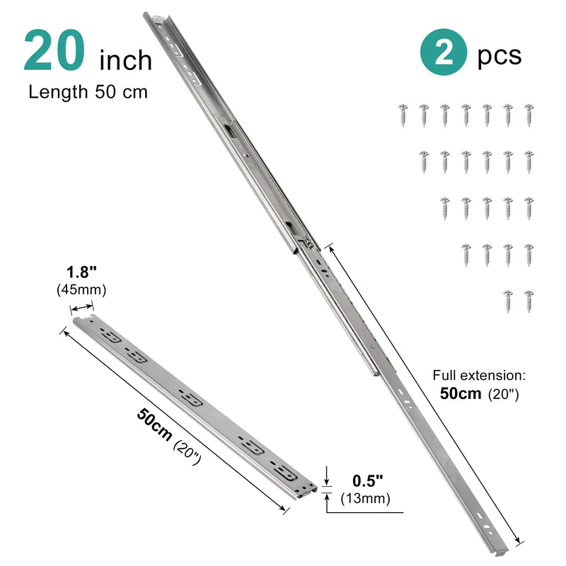 Drawer Rail 10~20Inch Stainless Steel Ball Bearing Slides | SAMAG