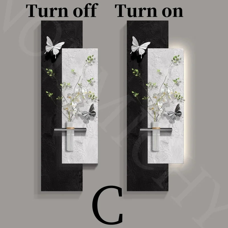 Green Plant Decoration Painting Living Room Corridor Corridor Hanging Painting Large White Wall Creating Landscape Wall Lamp