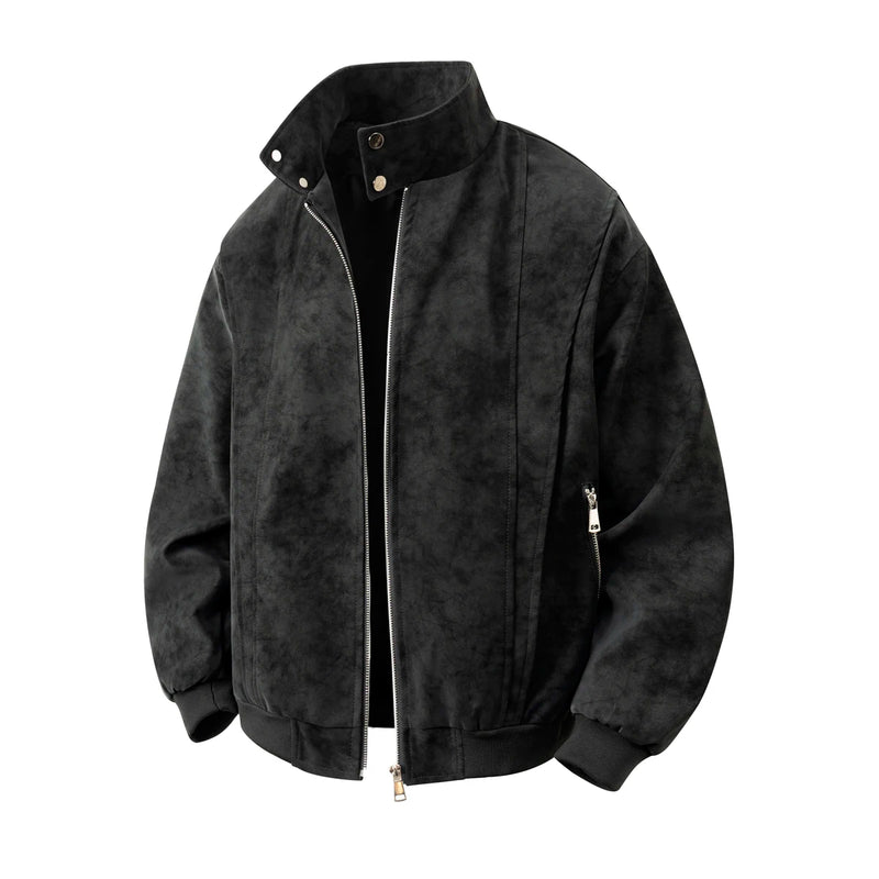 New Arrival PU Leather Jacket Stand-Up Collar Design Matte Finish Men's Style
