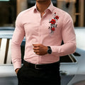 Men's Long-Sleeved Shirt, Featuring a Vintage Red Rose | SAMAG