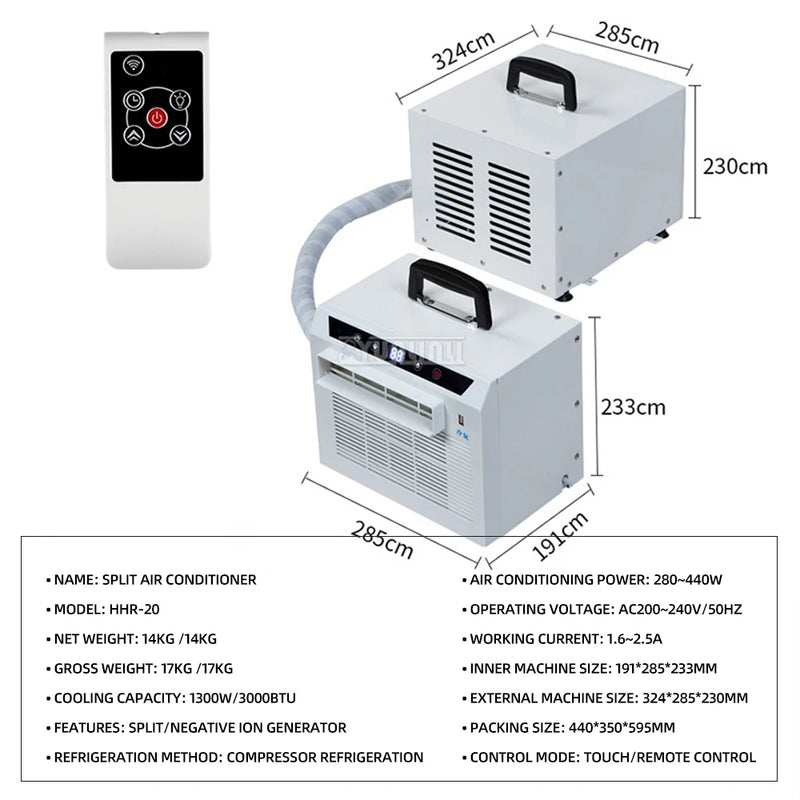 3000BTU Split Mobile Air Conditioner Remote Control Portable Small Air Conditioning Machine Climatiseur Maison