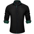 Men's Polyester Cotton Solid Black Shirts Long Sleeve | SAMAG