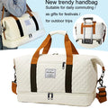 Convenient Shoe Pocket Motorbike Travel Bag Quilted Fabric, Lightweight Carry-on Duffle for Outdoor Weekend Short Trips
