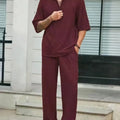 Commuter Suit Casual Shirt Solid Color Short Sleeve Pants | SAMAG