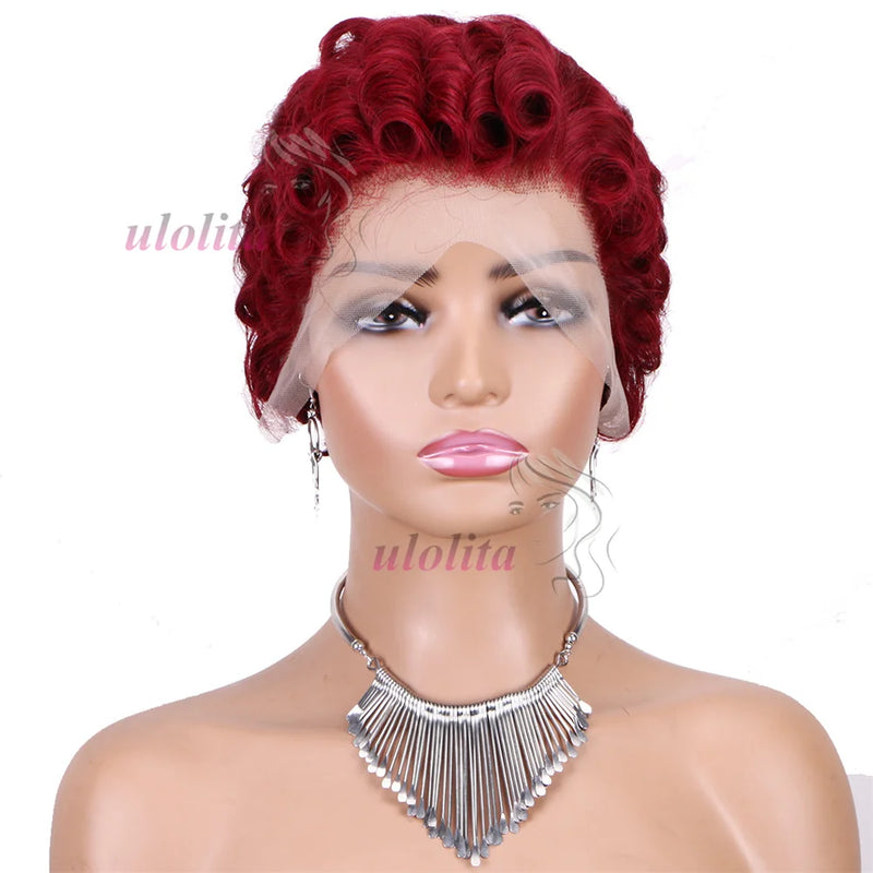 613 Blonde Pixie Cut Short Bob Loose Wave Human Hair Wigs Chocolate Brown Short Bob 13x4 Transparent Lace Front Wigs Preplucked