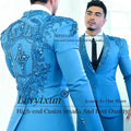 Sparkly Diamond Beaded Men Suit 3 Pieces Set Male Business Blazers Customized Groom Wedding Tuxedos Slim Gem trajes para hombre