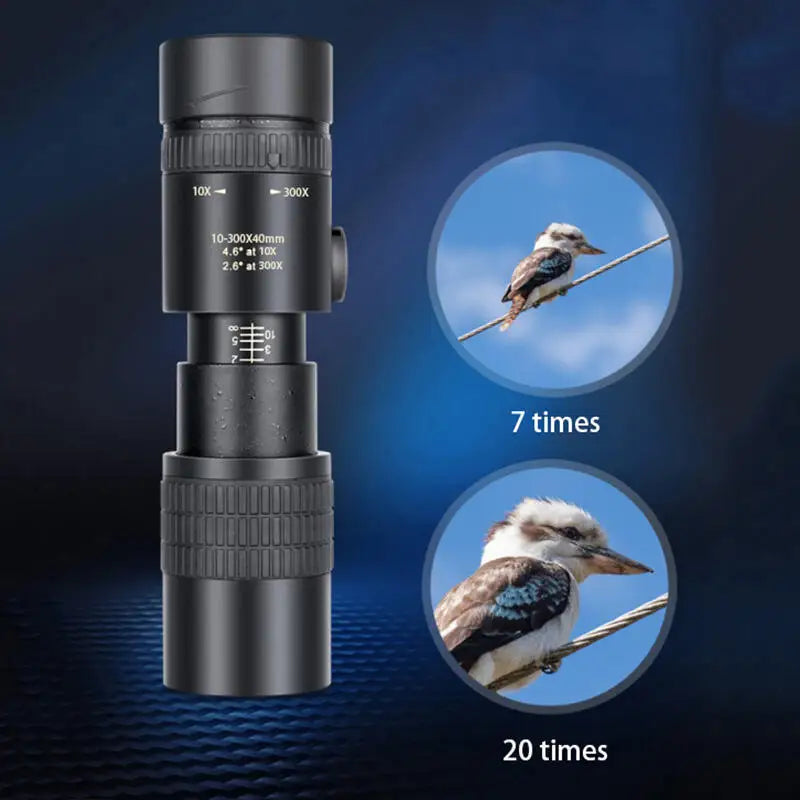 10-300x40 Zoom Professional Telescope Monocular HD Portable Strong Long Range Monocular For Hunting Hiking Camping Travel Sports