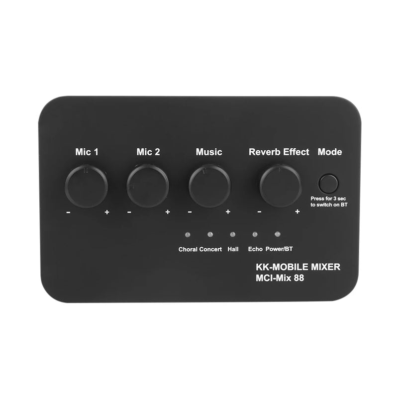 Portable Karaoke Microphone Mixer 3.5mm AUX BT Connection Dual Mic Inputs Digital Audio Mixer for DJ Sound Home Party & Theater