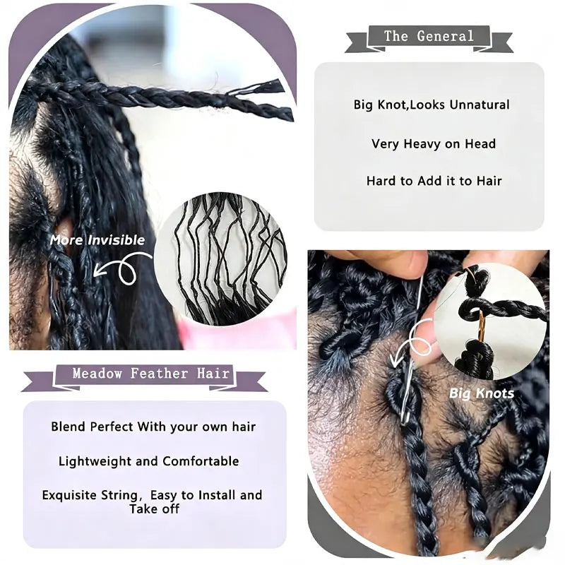 Kinky Straight Miracle Knots Crochet Human Hair Extensions Burmese Virgin Pre Separated Feather Crochet Hair Braids Bundles for Black Women Meadow Hair 26inch 240g