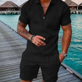 Men's Fashion Casual Light Luxury Striped POLO Shirt Set | SAMAG