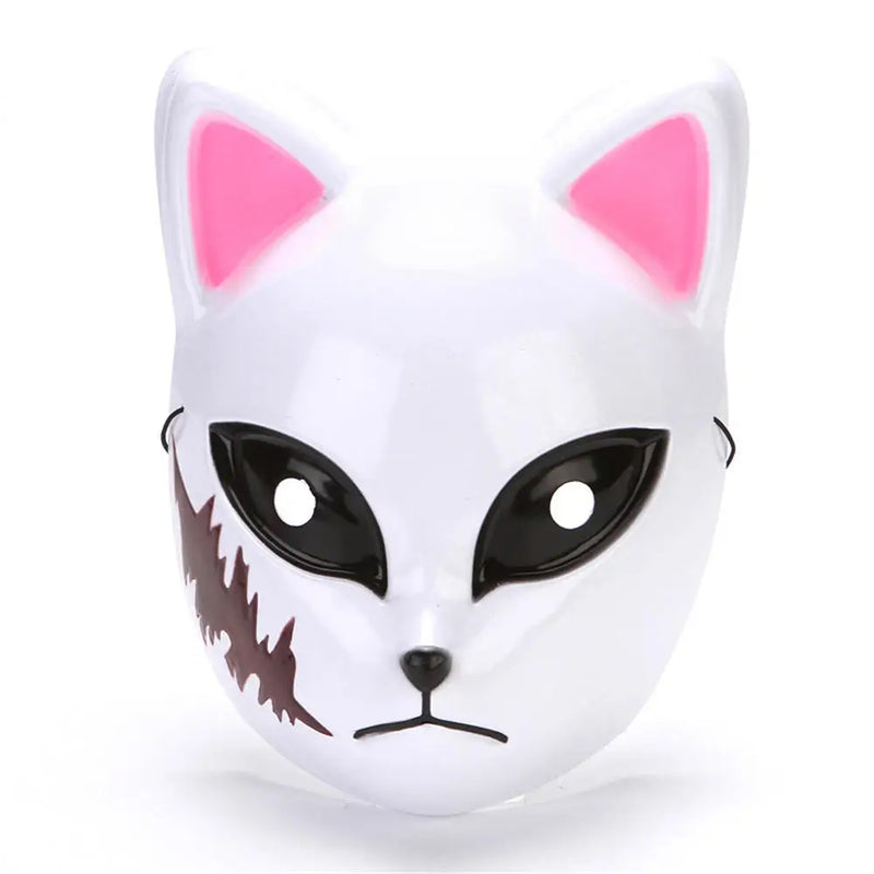Japanese Anime Demon Fox Mask Cosplay Sabito Makomo Tanjiro Lightweight Plastic Thicken Animal Halloween Party Costume Props