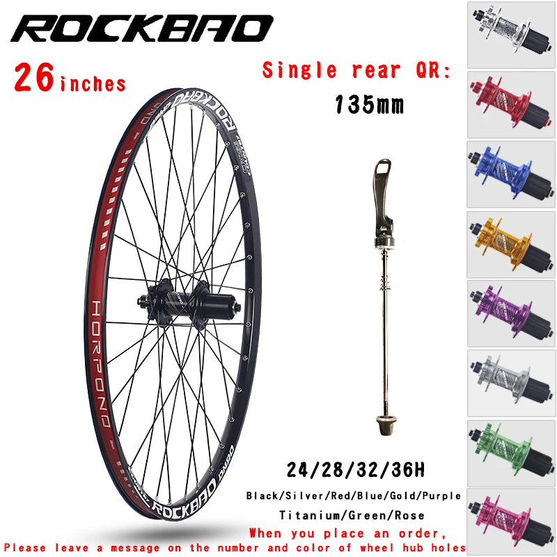 ROCKBAO Mountain Bike Wheelset 24/26/27.5/29inches Disc Brake 4Bearings 7-12speed Quick Release 29er MTB Bicycle Wheel