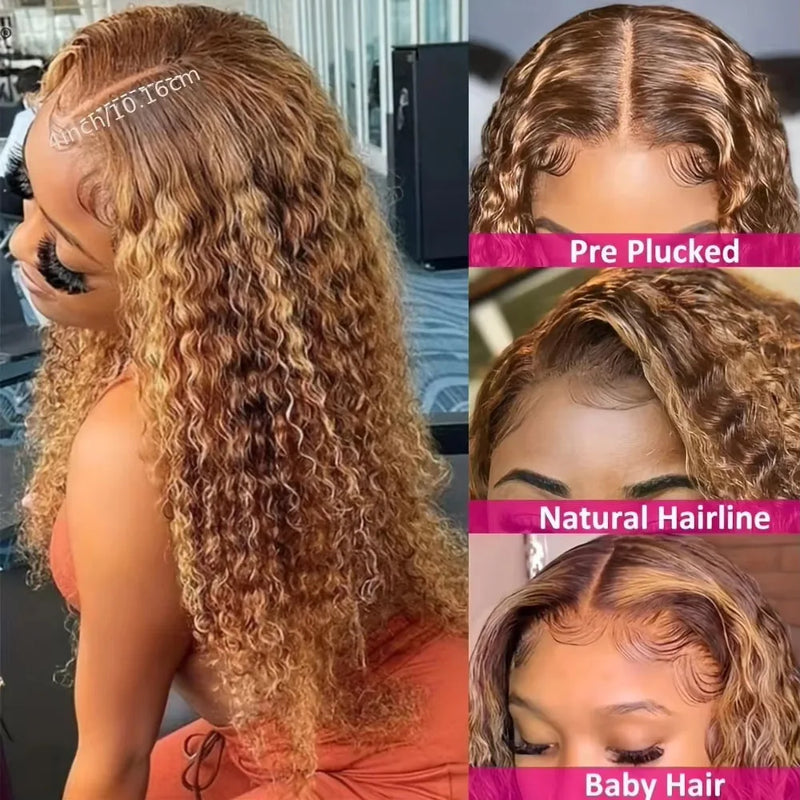 Highlight 13x4HD Lace Deep Wave Frontal WigHumanHairGlueless Reusable 5x5 Deep Curly Lace Front Remy Hair Deep Water Wig HD Lace