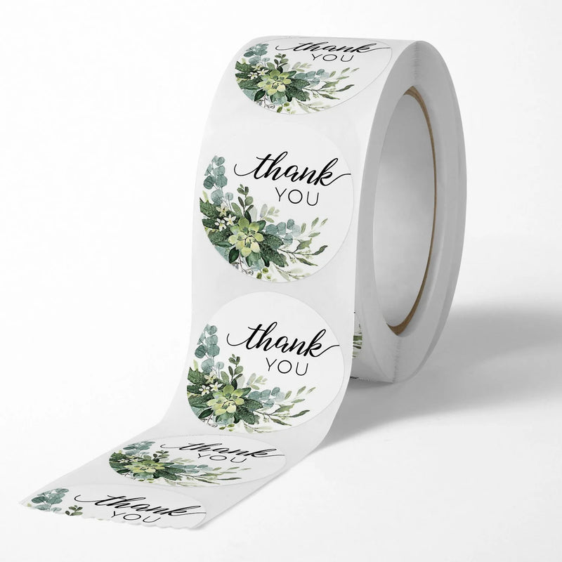 /roll 1 inch Green Floral Thank You Stickers for Gift - View 5 | SAMAG