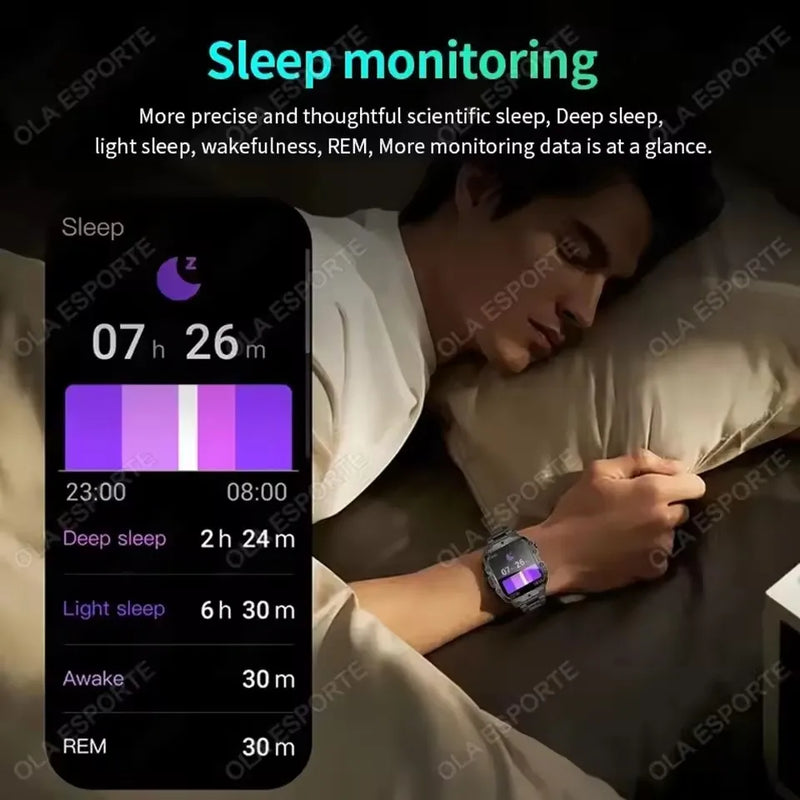 2026 New Military Smart Watch Men IP67 3ATM Outdoor Sports Fitness Tracker Blood Pressure Health Monitor BT Calls GPS Smartwatch