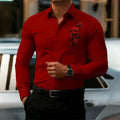 Men's Long-Sleeved Shirt, Featuring a Vintage Red Rose | SAMAG