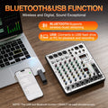 6-Channel Audio Mixer, DJ Mixer with USB Audio Interface, Bluetooth Function, 16 DSP Effects, and 3-Band EQ (ARMX-6)