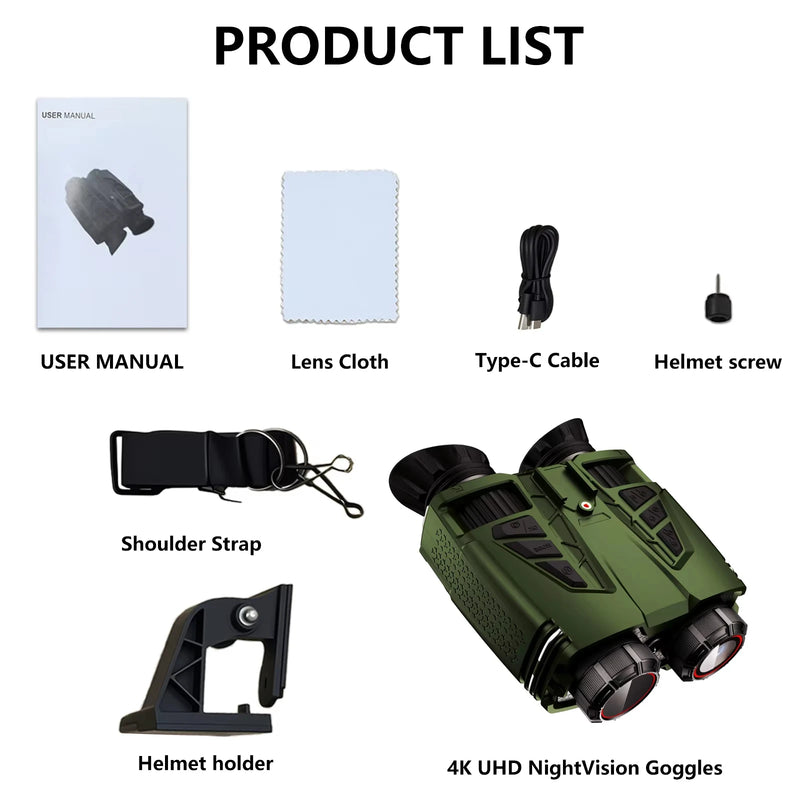 ZIYOUHU NVC800 Infrared 16X Digital Zoom 4K Night Vision Binoculars WIFI Head-Mounted IR Night Vision Goggles 800m with Altitude