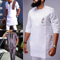 New 2Pc African Traditional O - Neck Outfit Dashiki Muslim Costume For Men Luxury Brand Clothing Full Pant Sets To | SAMAG