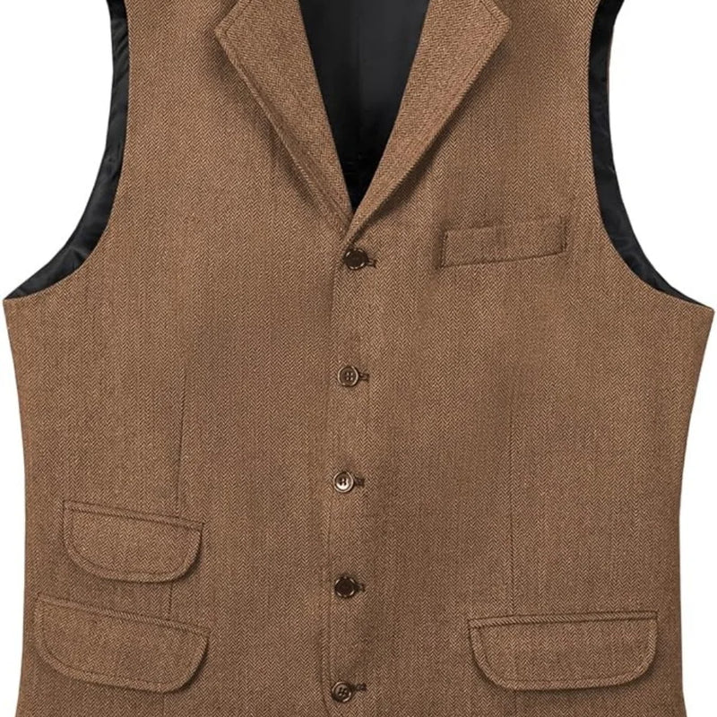 Men's Vest Herringbone Tweed  Suits Vests Slim Fit Business Herringbone Men's Waistcoat For Wedding