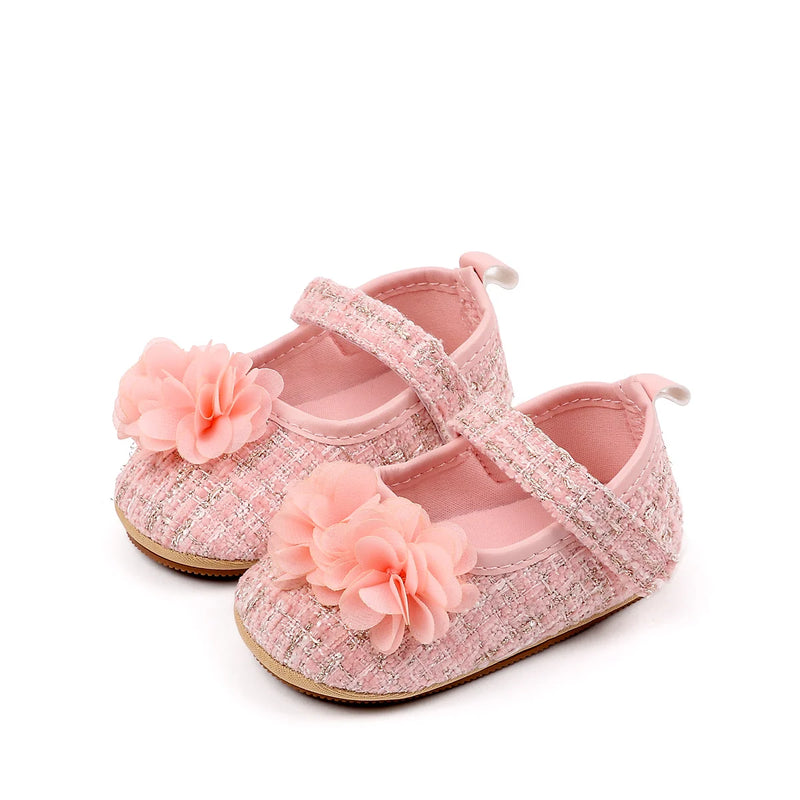 Spring And Autumn New Tweed Floral Baby Pre Walkers Breathable Anti-Slip Rubber Sole Soft Walking Infant Shoes for 0-18 Months