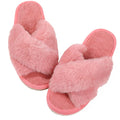 Comwarm Women's Cross Band Fuzzy Slippers Fluffy Open Toe House Slippers Cozy Plush Bedroom Shoes Indoor Outdoor Fur Sandals
