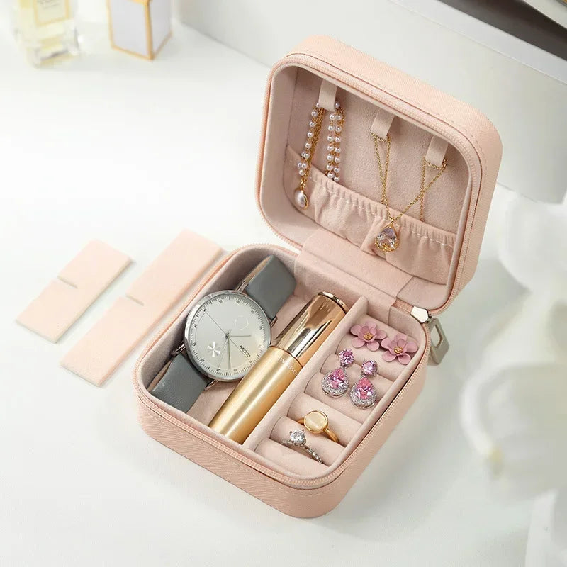 Portable Mini Jewelry Storage Box Travel Organizer Case Leather Earrings Necklace Ring Display - Visuel 4 | SAMAG