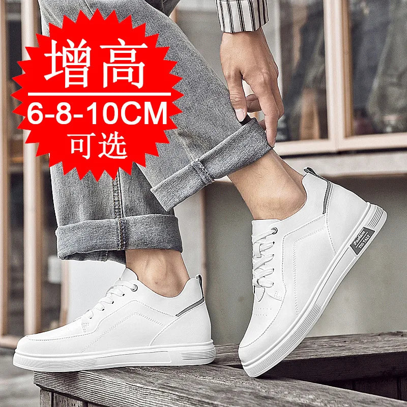 New Stylish Elevator Shoes 8cm Invisible Men's Hidden Heel 6cm Lightweight and Trendy Lace-up Sneakers Fashion Casual Wear