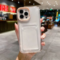 Simple Fashion Card Pocket Bag Colorful Bumper Phone Case For iPhone 16 17 Pro Max 15 14 13 12 11 16 Plus Air Clear Back Cover