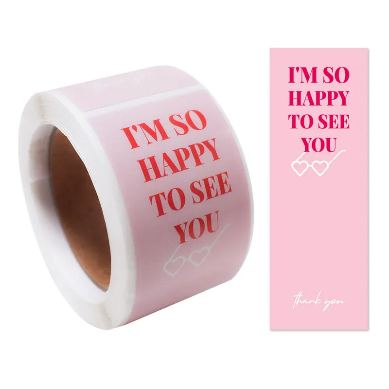 100pcs/roll Thank You Sticker Seal Labels Small Business Gift Decor Sticker Package Sticker Sealing Package Is Happy To See You