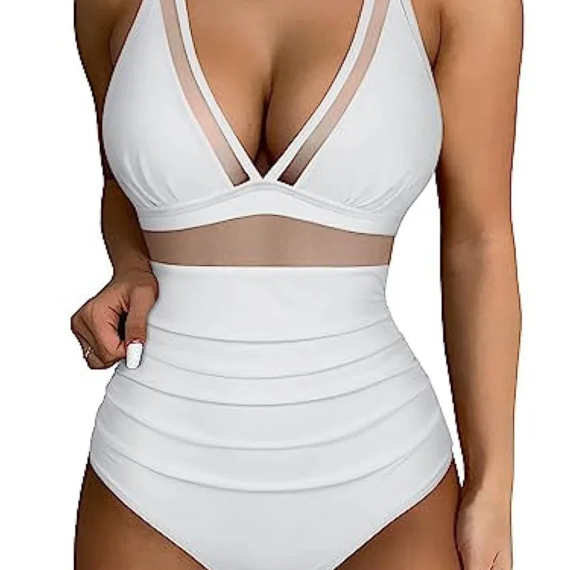 S-XL Shiny Swimwear Women Beach One Piece Swimsuit | SAMAG
