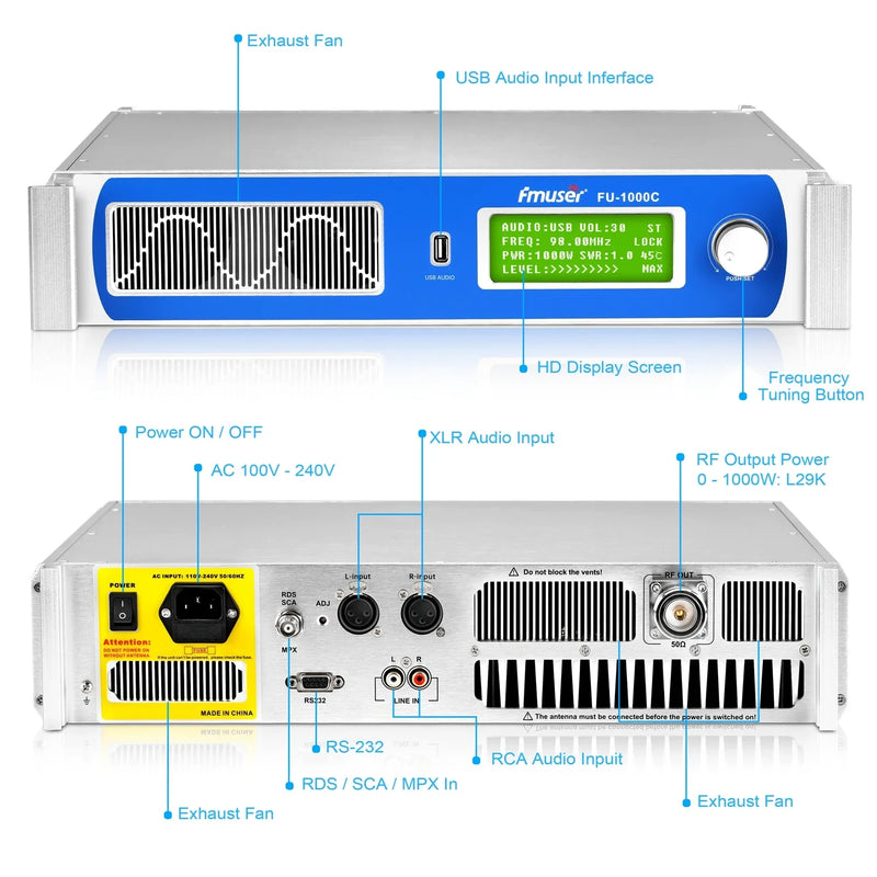 FMUSER FU-1000A 1KW 1000 Watts Proffessional FM Broadcast Transmitter For Radio Station For Sale