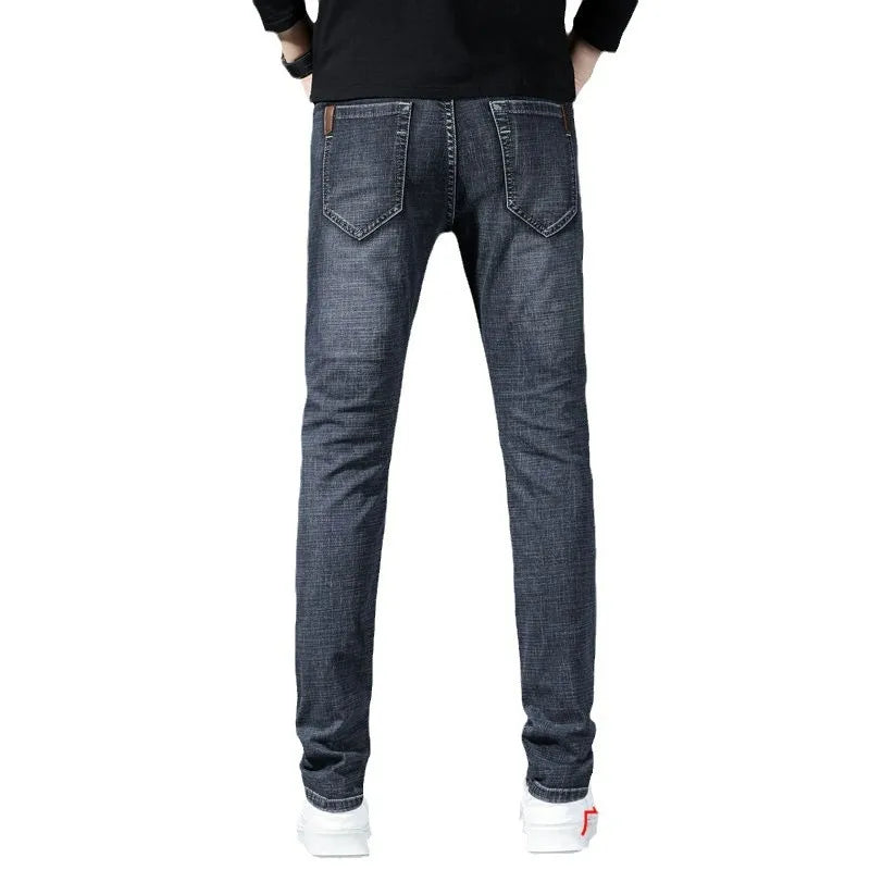 Summer Thin Men's Elastic Cotton Jeans Fashion Blue | SAMAG