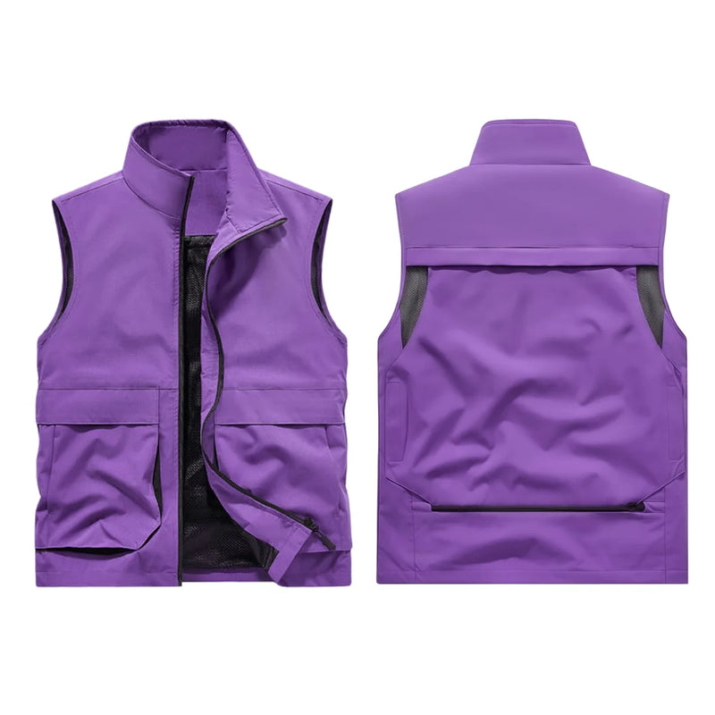 2026 Summer Men Outdoor Waterproof Quick Drying Cargo 6XL Vests Male Thin Mesh Breathable Waistcoats Climbing Sleeveless Jackets