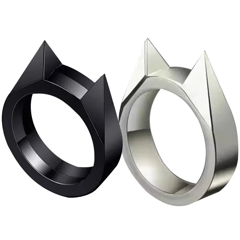 Self-defense cat ear ring window breaker women's anti-wolf men's single finger buckle carry defense spikes finger tiger .